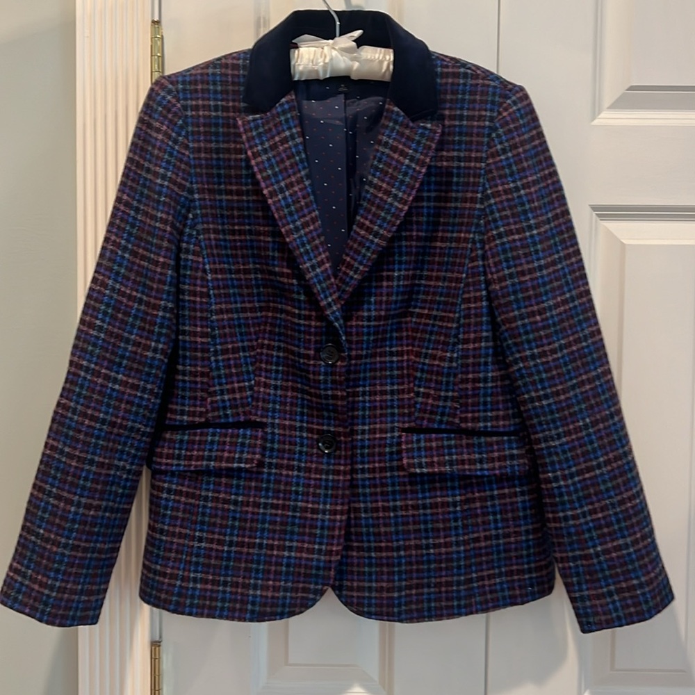 Talbots Jacket Winter Holiday Velvet Collar Size 10 Fully Lined Worn Once